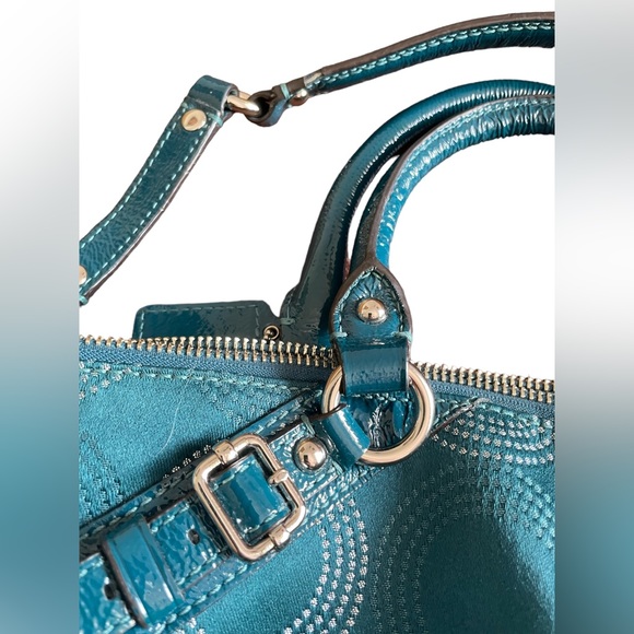 Coach Teal & Silver Signature Textile Jacquard Purse - Picture 3 of 6
